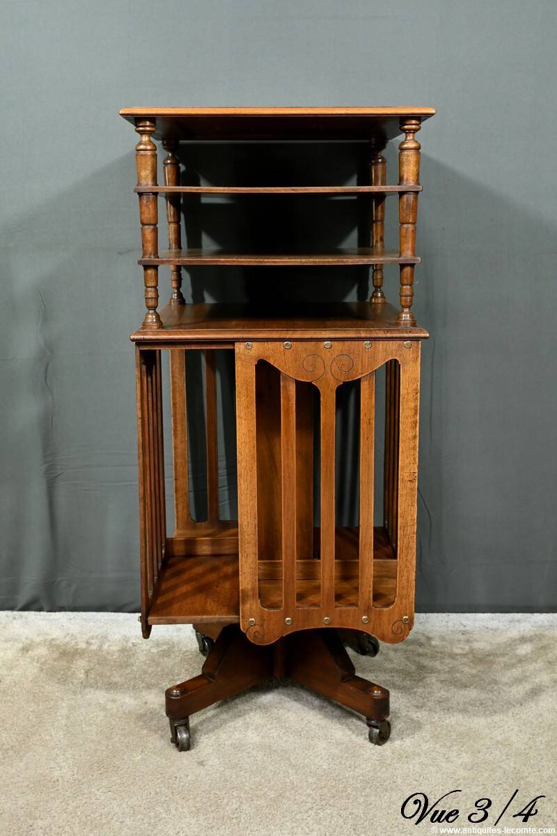 Revolving Walnut Bookcase, stamped G.Lancelin – 1900