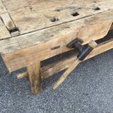Industrial table Carpenter's workbench in natural raw wood vintage bohemian