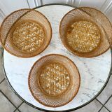 Trio of nesting baskets in woven wicker from the 70s