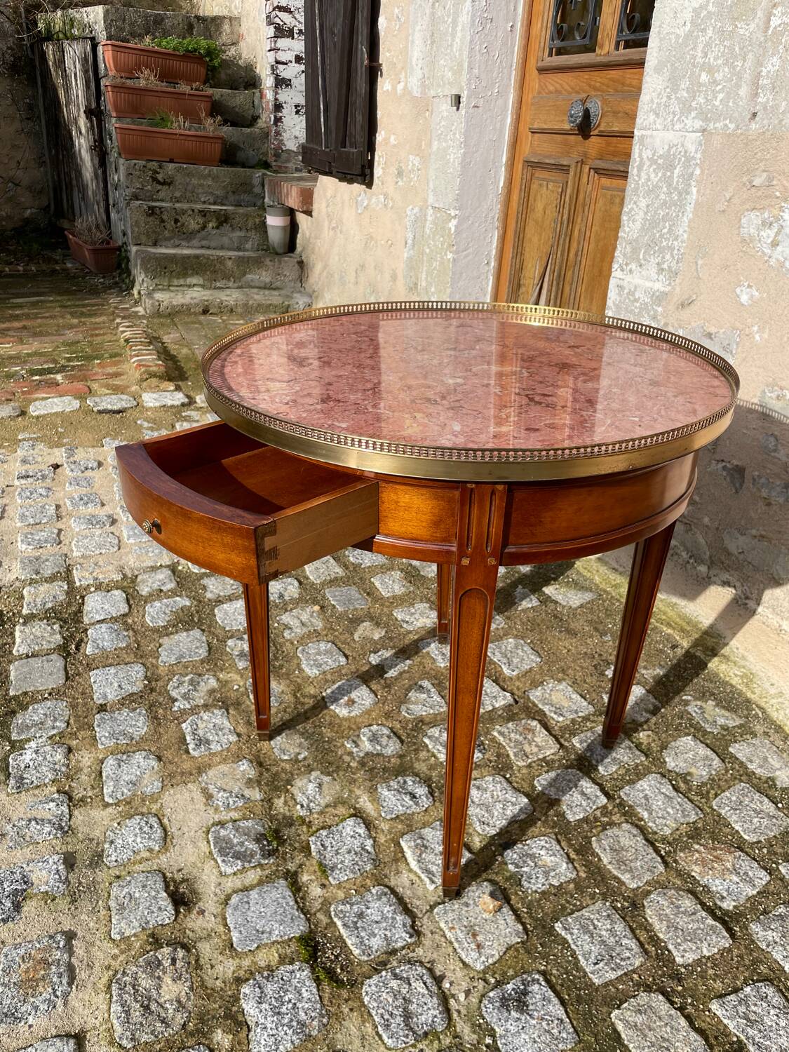 Pink hot water bottle table