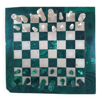 Echiquier malachite et marbre blanc