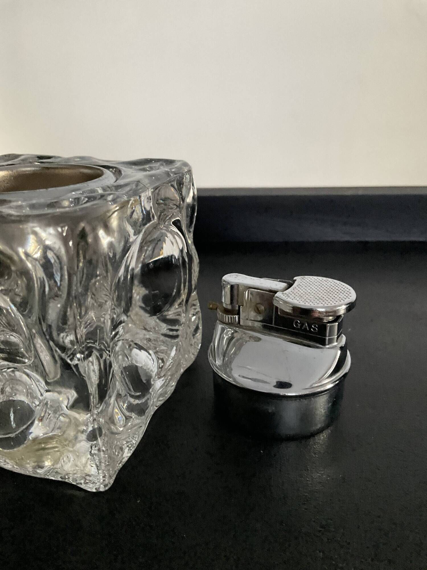 Vintage lighter from the 70s in molded glass