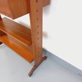 Vintage modular secretary shelf bookcase in teak from the 60s