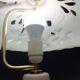 Orchid-patterned earthenware table lamp