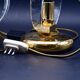 Set of 2 Murano glass "swan shape" table lamps with transparent leaves