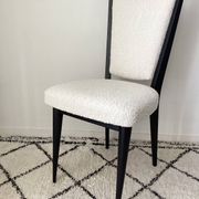 Fully restored vintage chair in boucle fabric.