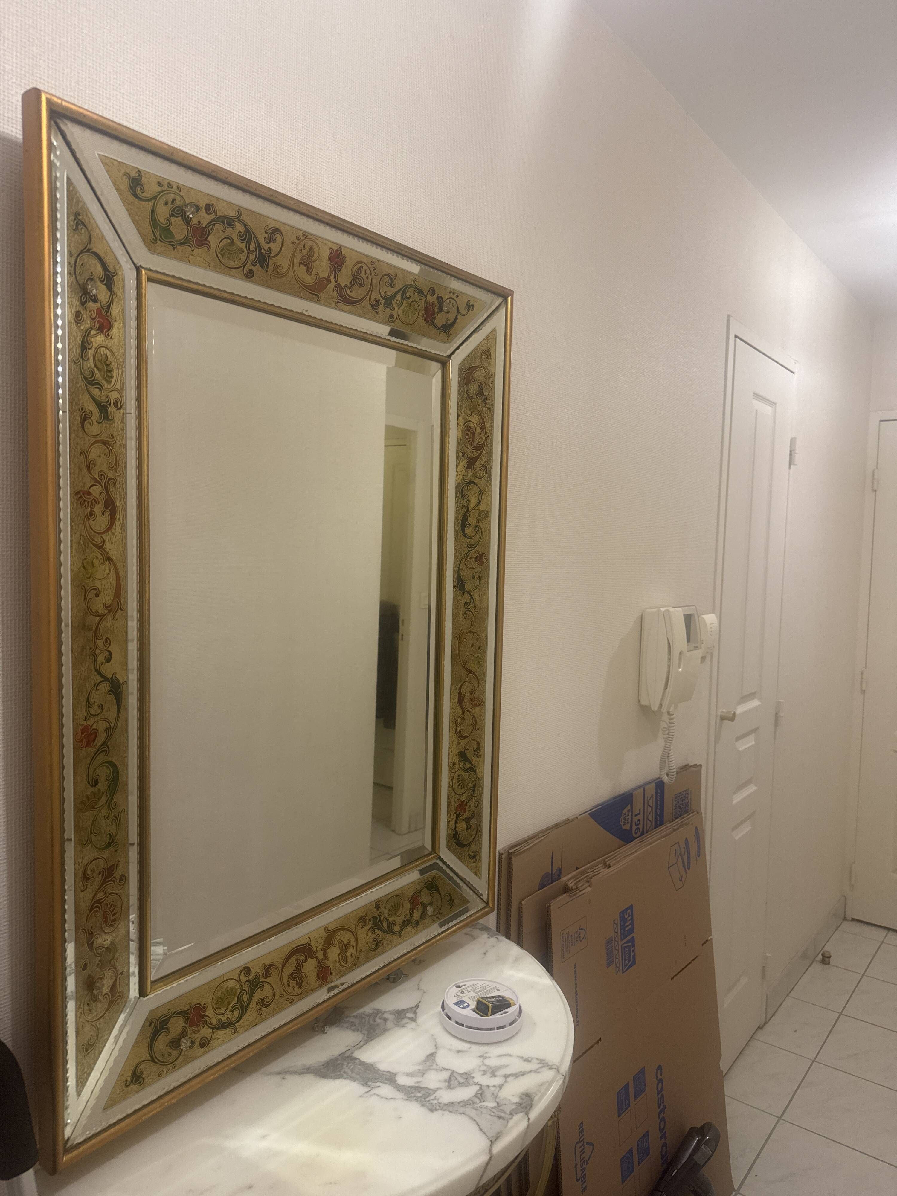 Large mirror with gold frame