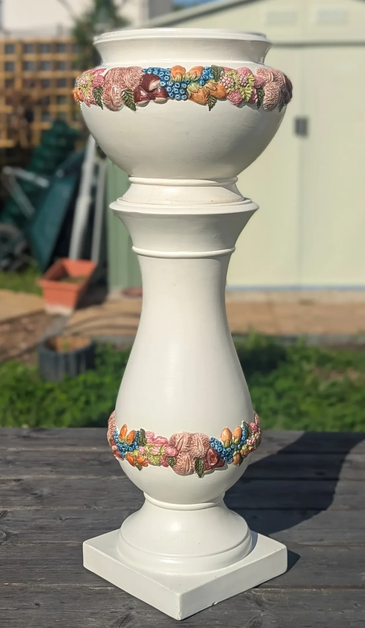 Large column vase holder with ceramic pot cache Belle Époque