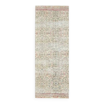 1970s Vintage Turkish Hand-Knotted Wool Cotton Beige Runner Rug 80x216