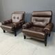 Pair of leather armchairs made in Denmark, 1960s