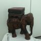Tabouret éléphant en bois sculpté polychromie