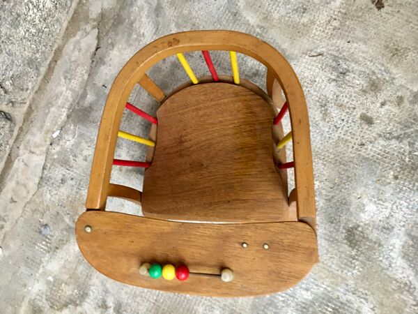 Chaise fauteuil  enfant vintage en bois par Baumann 1950