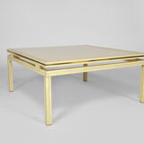 Coffee table, aluminium and brass, 1970s, by Pierre Vandel