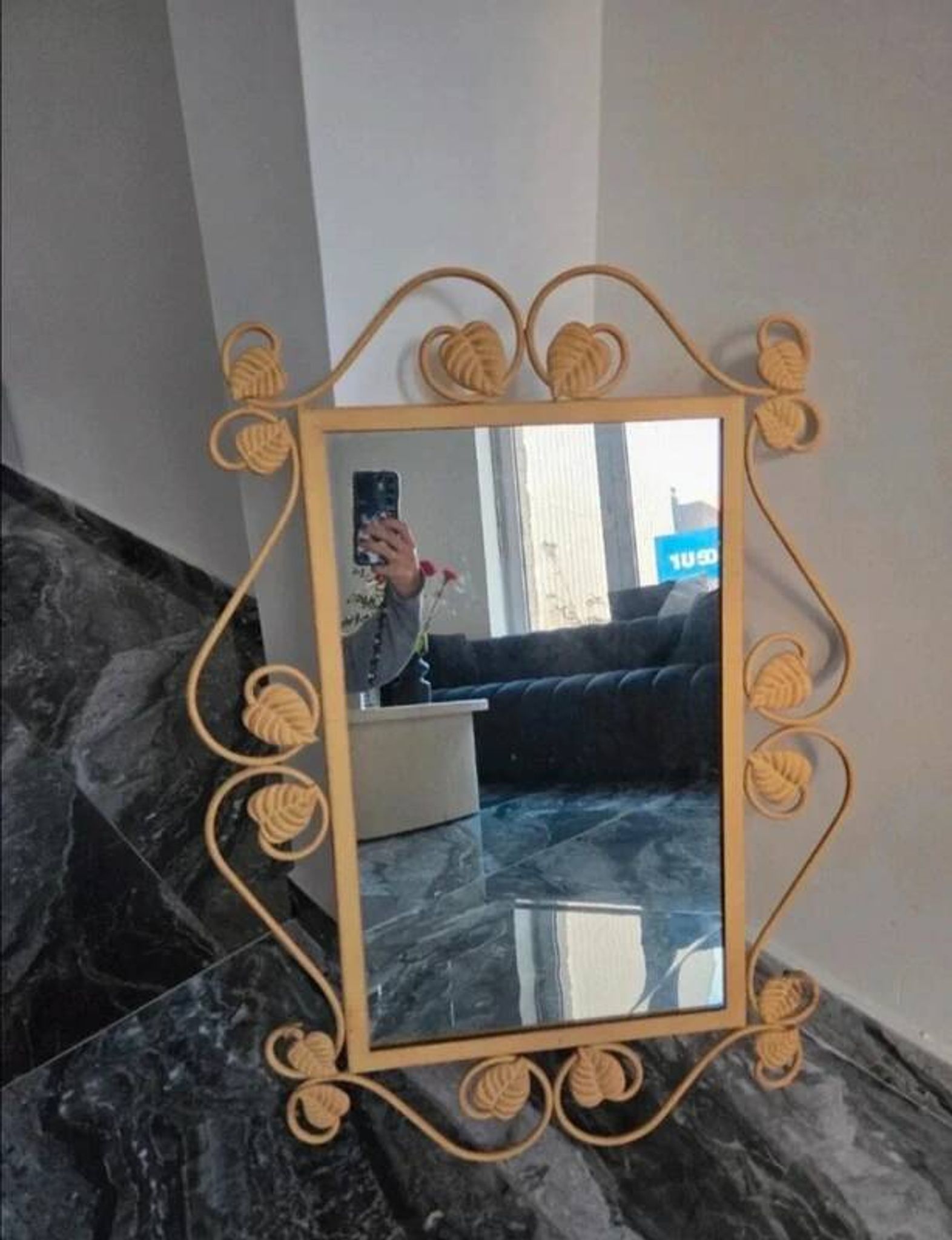 Vintage Art Deco wrought iron mirror