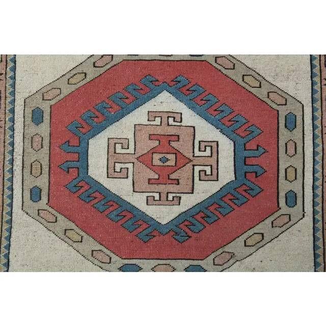 Vintage Turkish Oushak Handmade Wool Cotton Red Area Rug 150x218