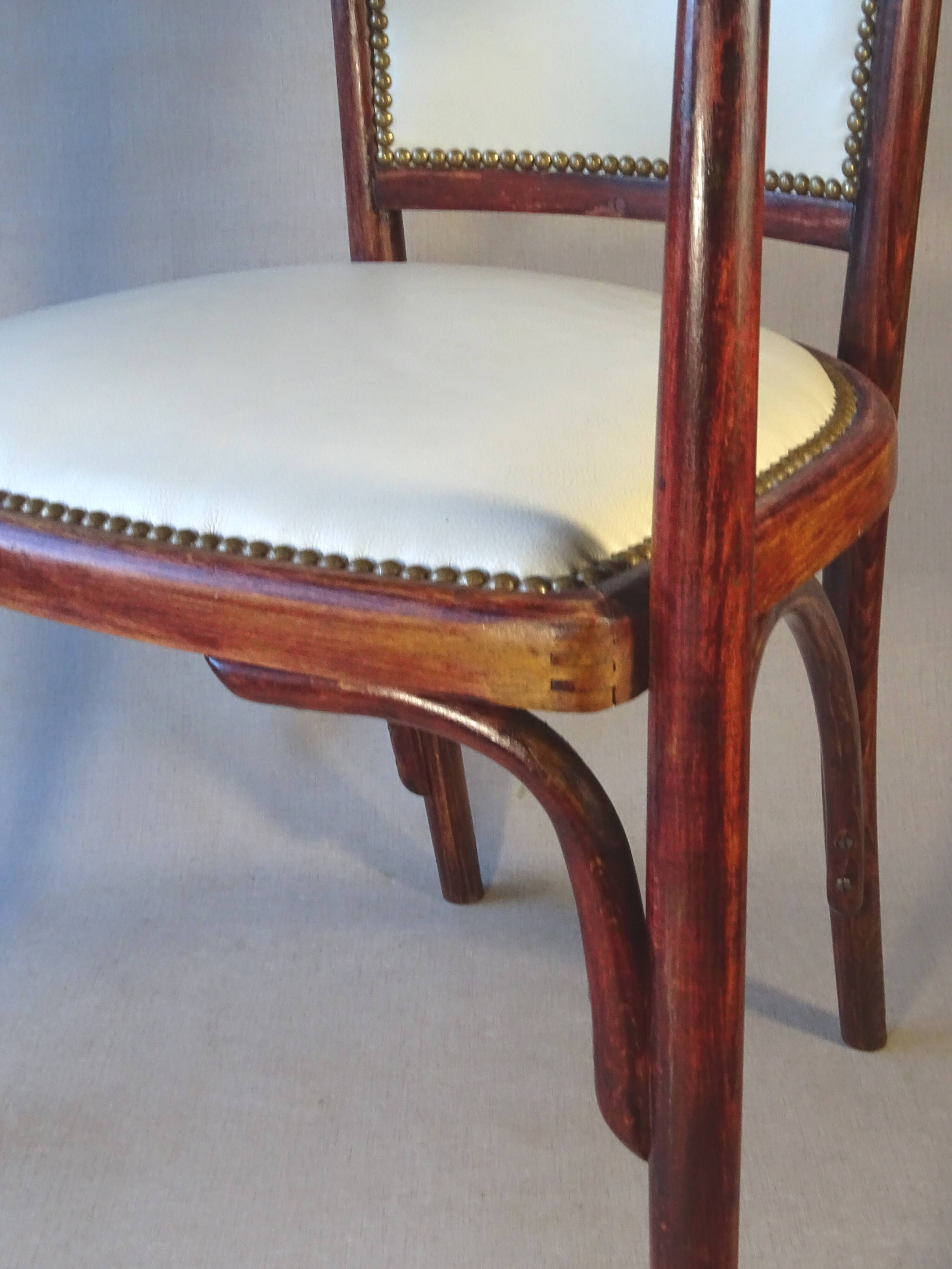 Art Deco desk chair by Fischel in bentwood and leather, 1925