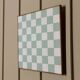 Beige and white Chessboard Wall Mural in wood frame – Italian 1980s abstract art