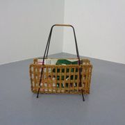 Magazine rack in filigree rattan and steel, 1960s