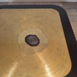 Table basse en laiton gravé de pierre bleue d'Agathe, 1987