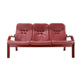 1980 Three-Seater Leather Sofa, Ton Czechoslovakia