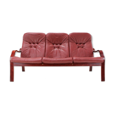 1980 Three-Seater Leather Sofa, Ton Czechoslovakia