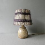 Sandstone lamp with its original wool lampshade, 1970s