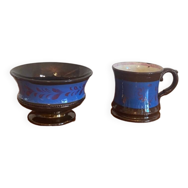 Duo de bol et tasse / mug en faïence de Jersey