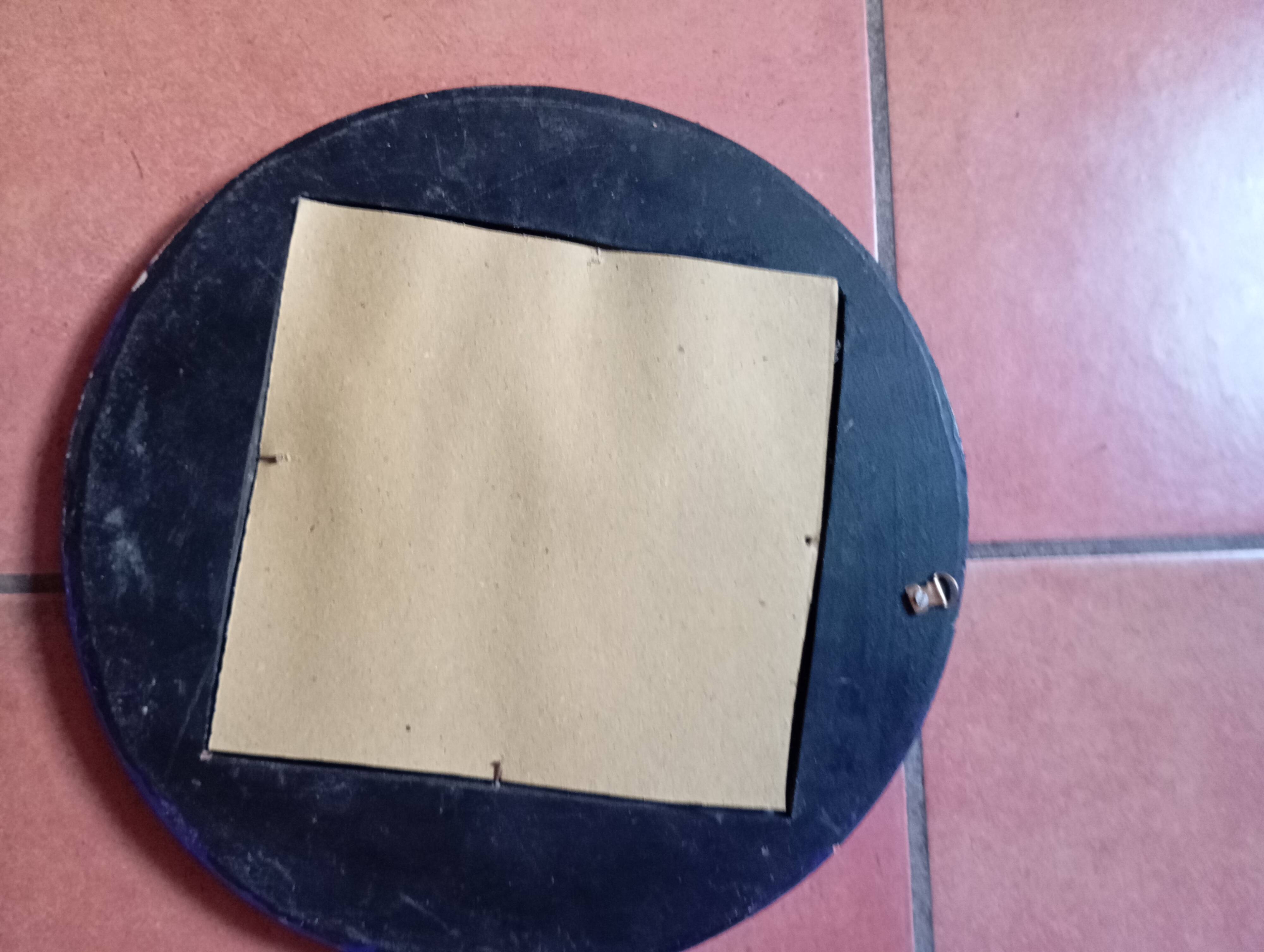 Wooden moon mirror / purple & black