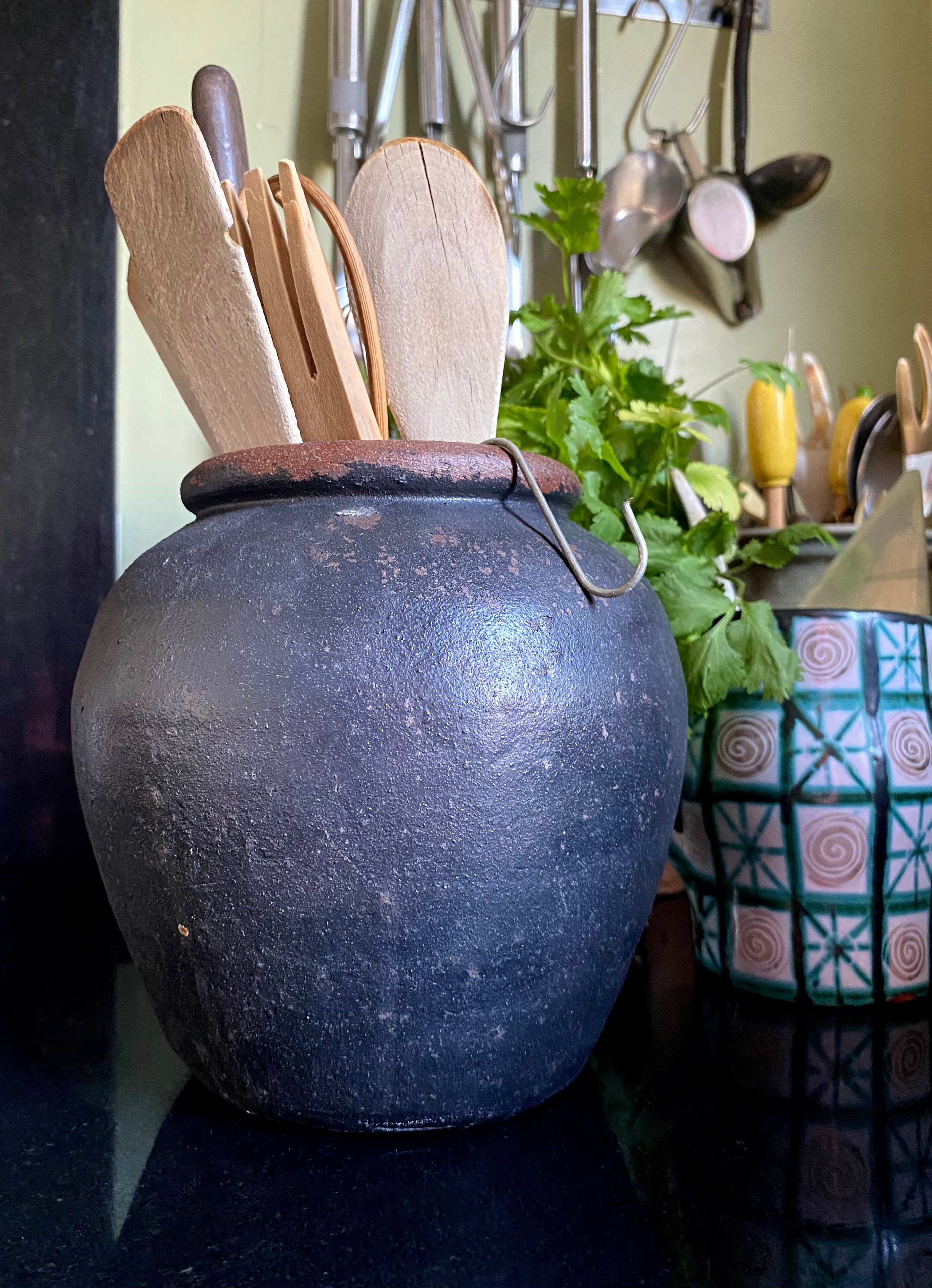 Painted terracotta pot