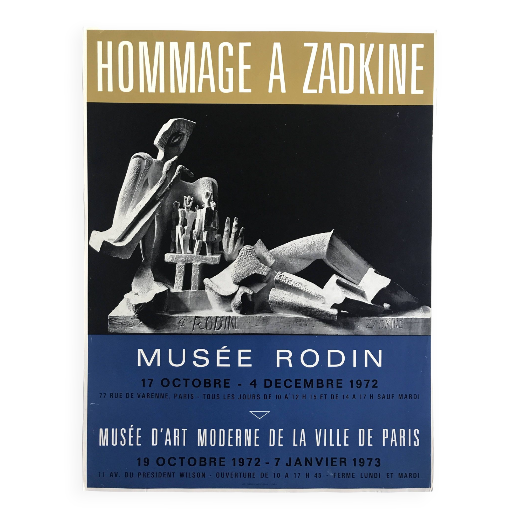 Tribute to Zadkine, Rodin Museum & Museum of Modern Art of the City of Paris, 1972-73