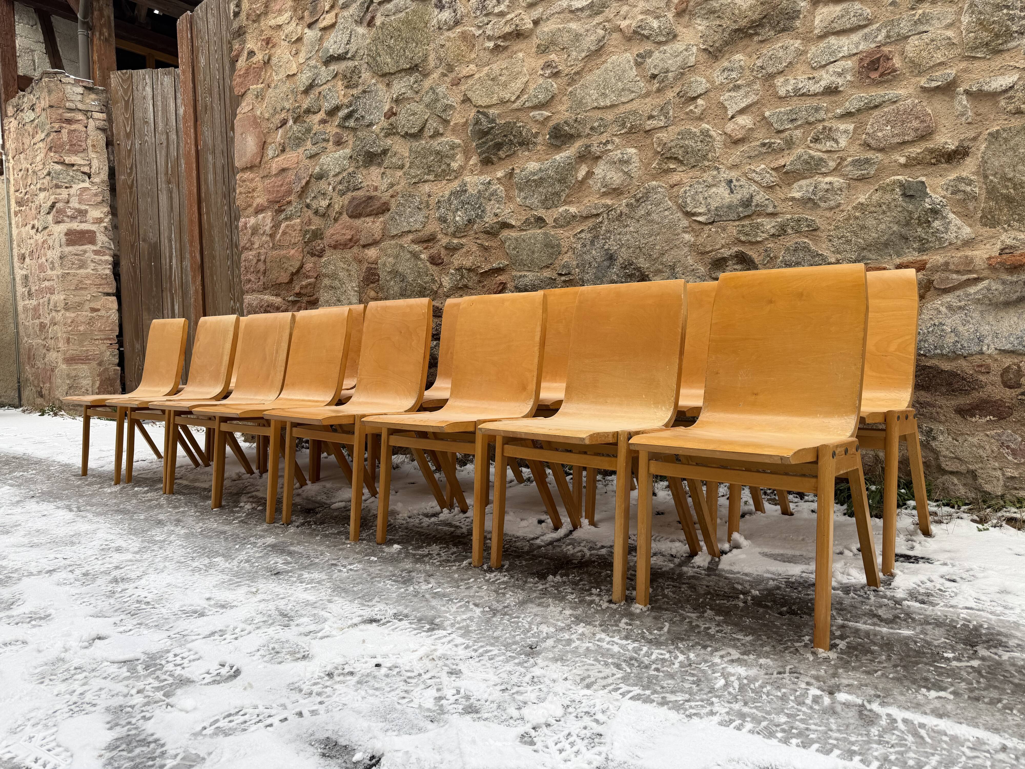 Set of 16 stackable designer chairs – Roland Rainer