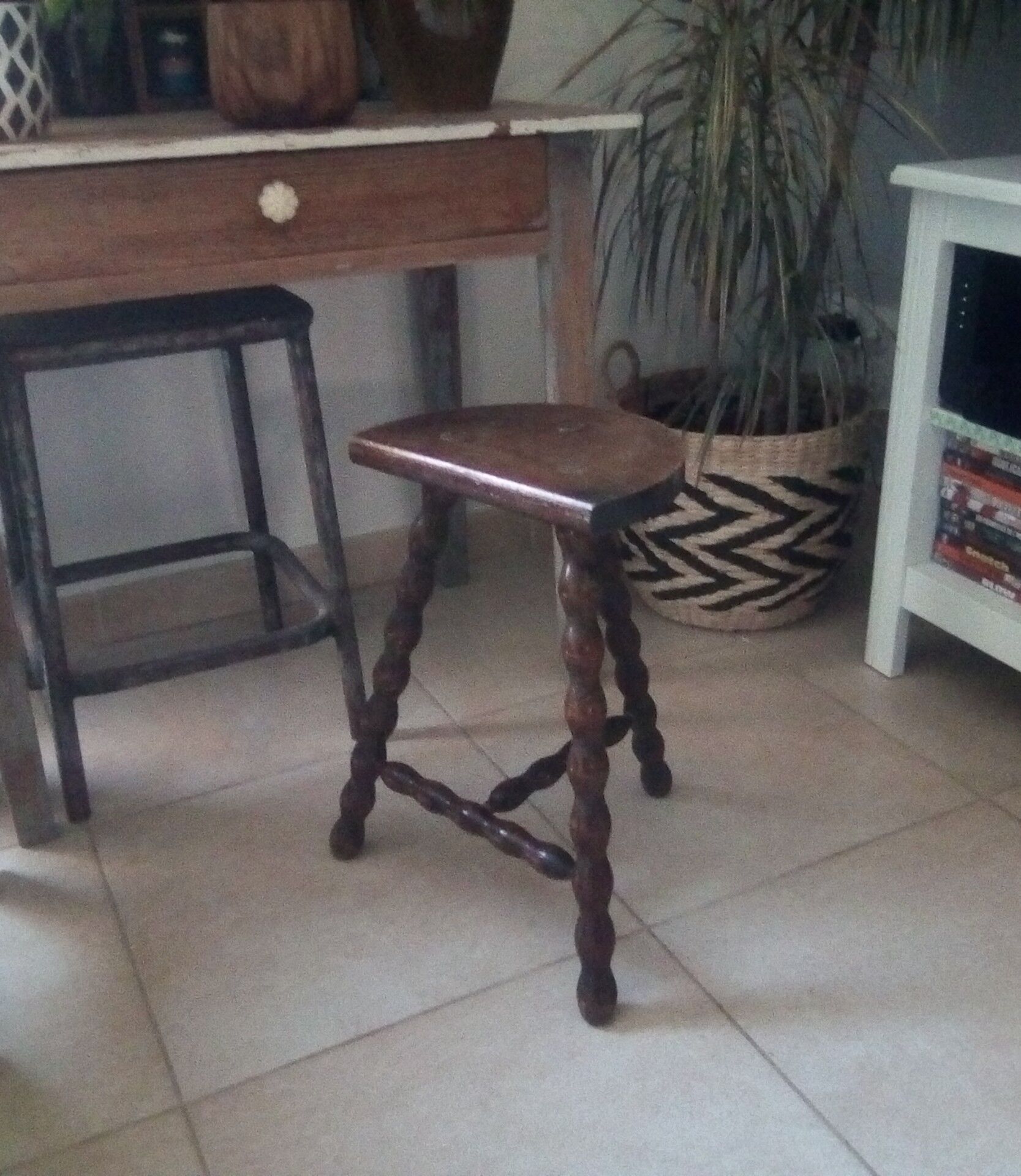 Vintage turned wooden stool