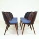 6 chaises de salle à manger vintage en chêne massif et en laine bleue