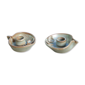 Pair of cellar rat candle holders in glazed sandstone