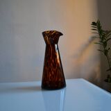 Vintage leopard pattern speckled glass vase or jug attributed to Murano