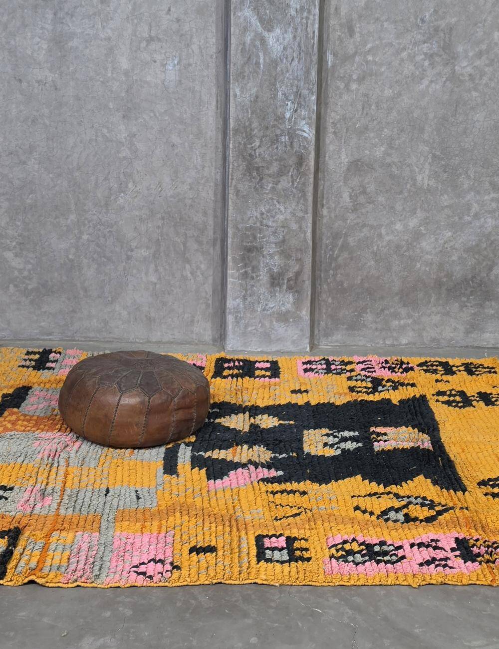 Tapis Berbère Abstrait Jaune - 253 x 200 cm