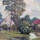 Vintage original large landscape oil painting, signed countryside art