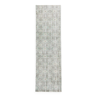 3x9 Shades Of Light Green & Black Vintage Runner Rug, 81x275Cm