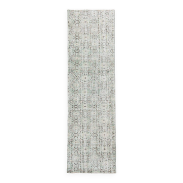 3x9 Shades Of Light Green & Black Vintage Runner Rug, 81x275Cm