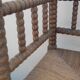 Corner chair/stool in turned and mulched wood, early XXth