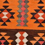 3x11 Orange Tribal Kilim Runner Rug 93x330Cm