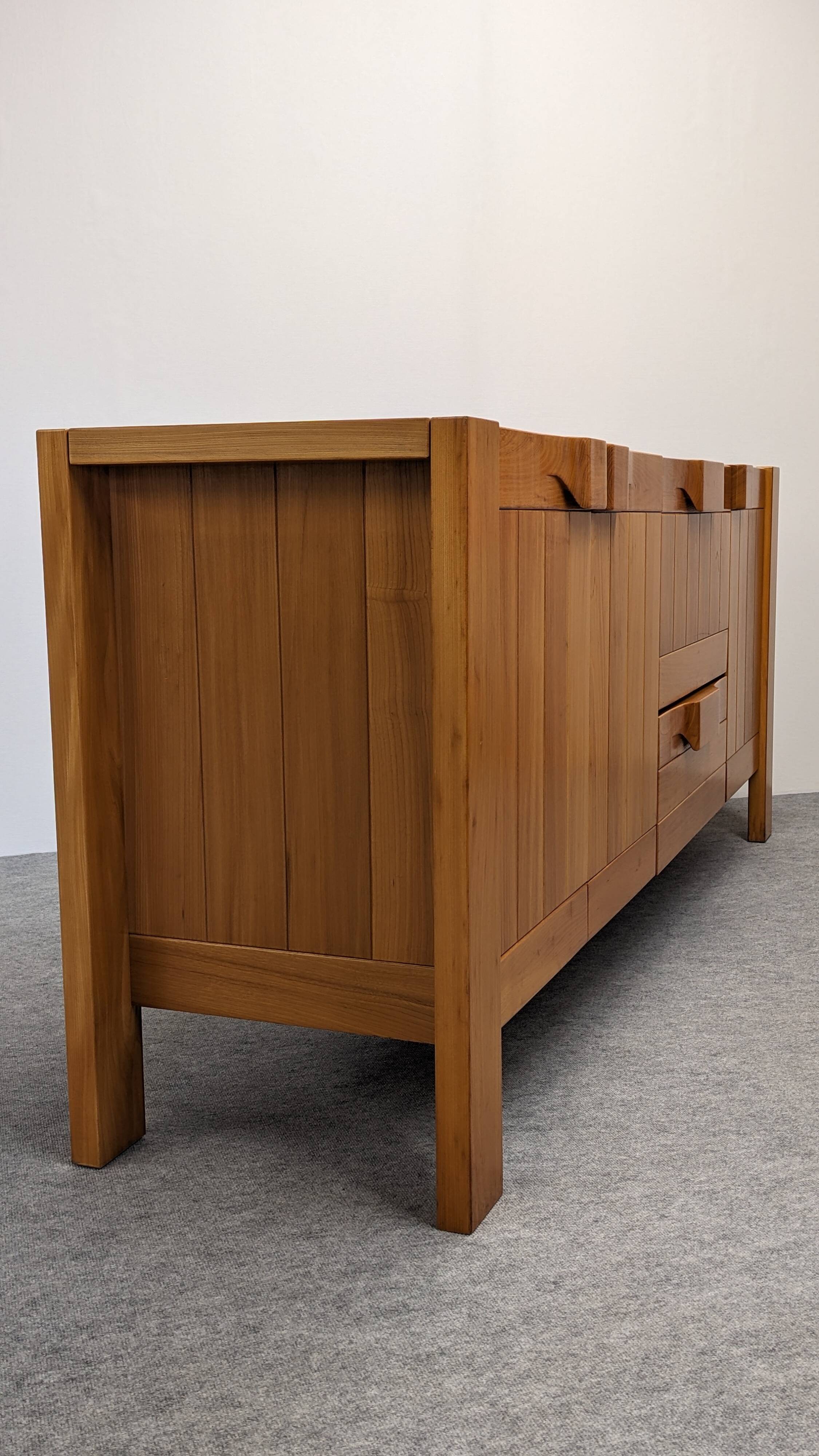 Solid elm sideboard, Maison Regain, France, circa 1970