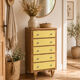 Chiffonnier art déco chêne brut et jaune