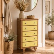 Art Deco chest of drawers in raw oak and yellow