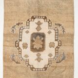 Brown and beige wool oushak rug 286x181cm