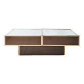 Brown mirrored bar coffee table, Willy Rizzo, Cidue, 1970s