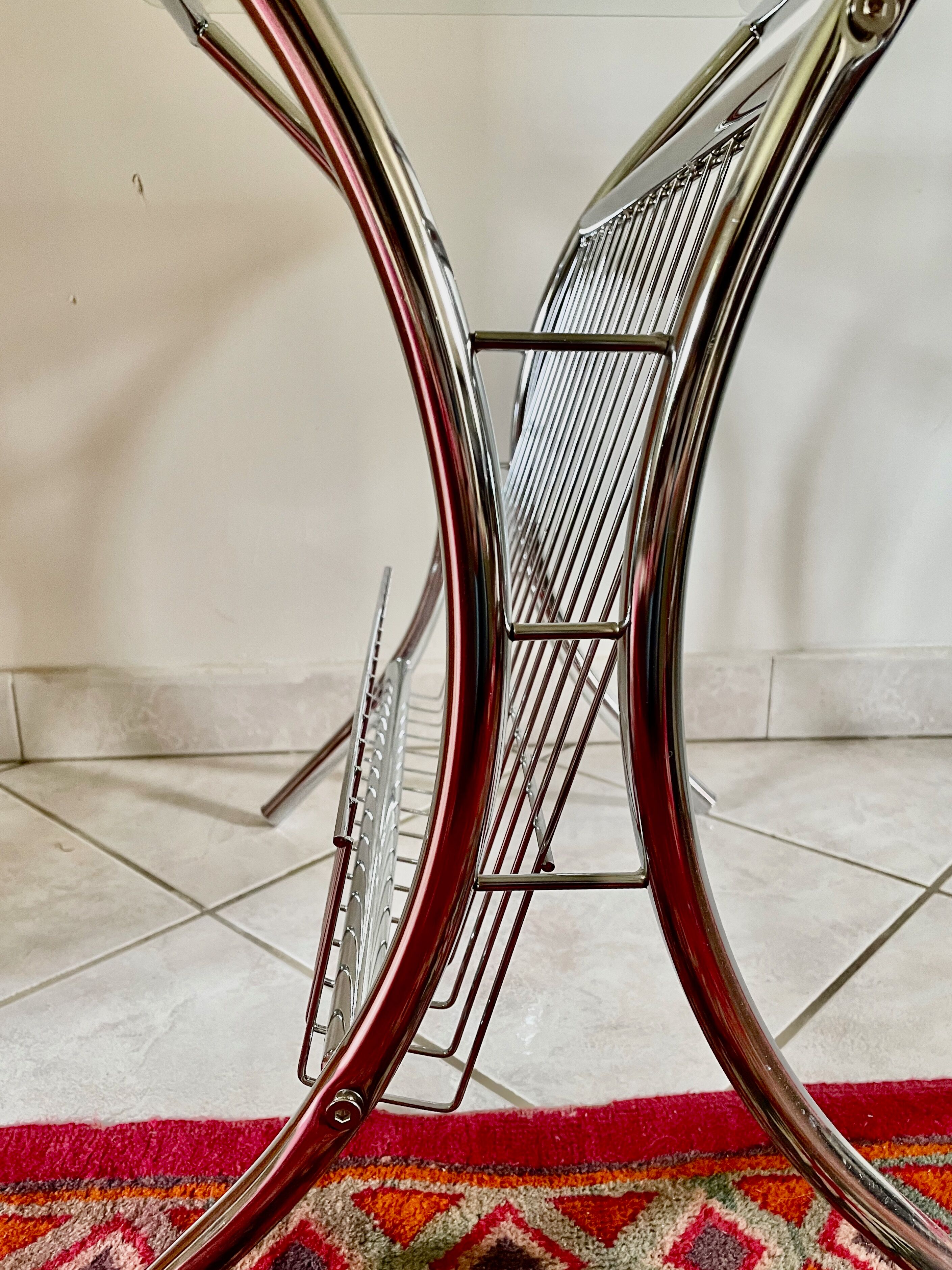 End of sofa magazine holder chrome 1970