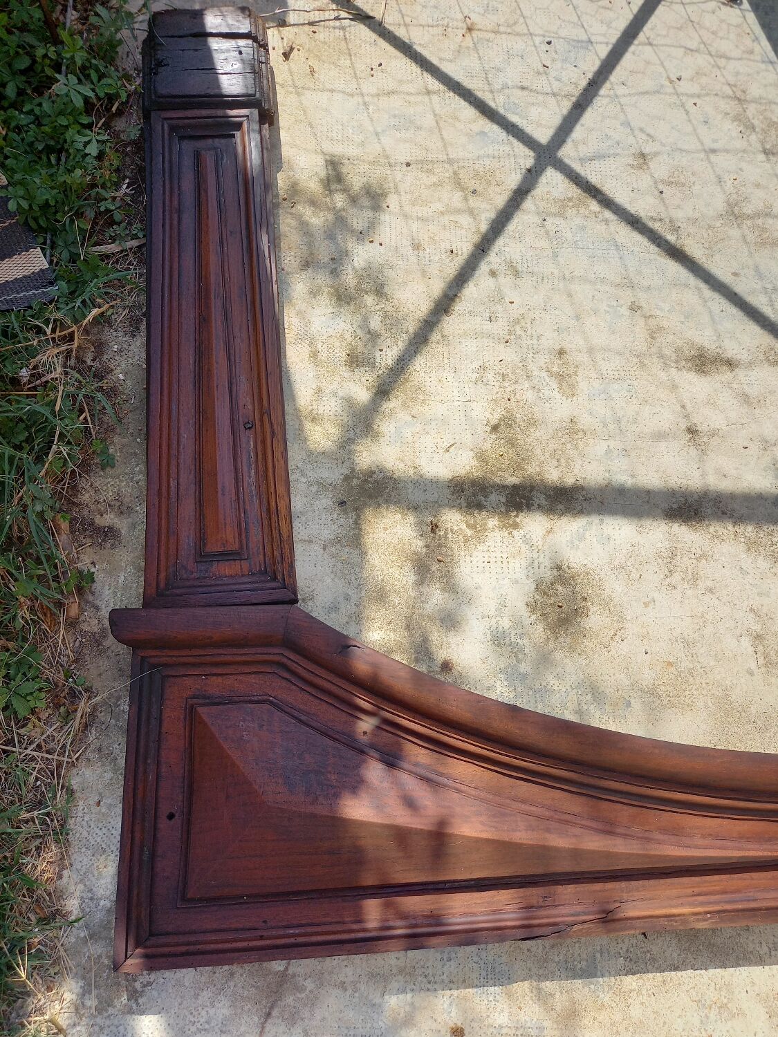 Old wooden fireplace facade