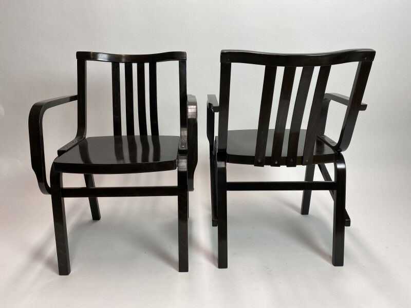 Fauteuils en bois plié noir par Ton