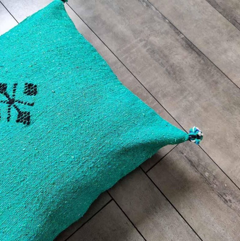 Moroccan green cotton cushion